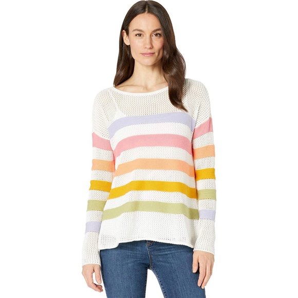 Elliott Lauren Embraceable Hue Mesh Stripe Sweater - Picture 1 of 10